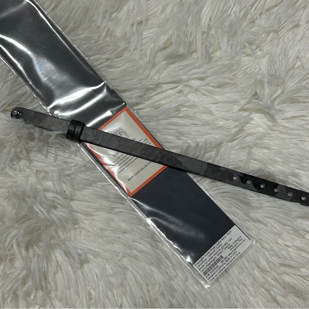 KEEP Collective Single Black Gray Camo & Silver Reversible Leather Bracelet NEW
